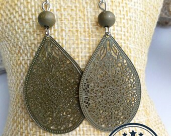 Green Metal Bohemian Earrings