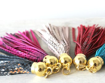 Snakeskin Leather Tassels Keychains