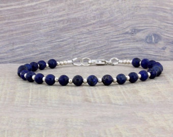 LAPIS LAZULI bracelet/Gemstone Bracelet/Womens Bracelet/Blue Bead Bracelet/Yoga Bracelet/Chakra/Reiki Bracelet/September Birthstone