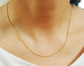 200. Gold plated, Gold color, Simple Military chain Necklace with Lobster Clasp