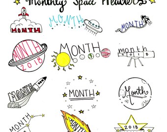 celestial bullet journal monthly set up lunar calendar space celestial theme word
