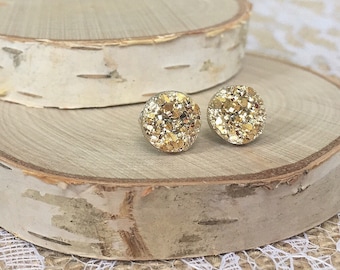 Druzy Earrings - Gold - 10mm
