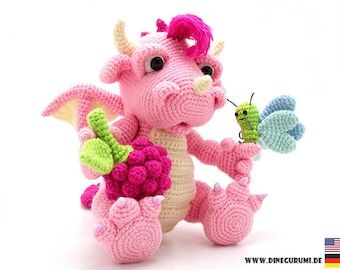 Raspberry dragon crochet pattern amigurumi