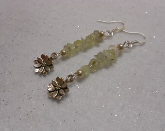 Prehnite Lotus Gemstone Earrings