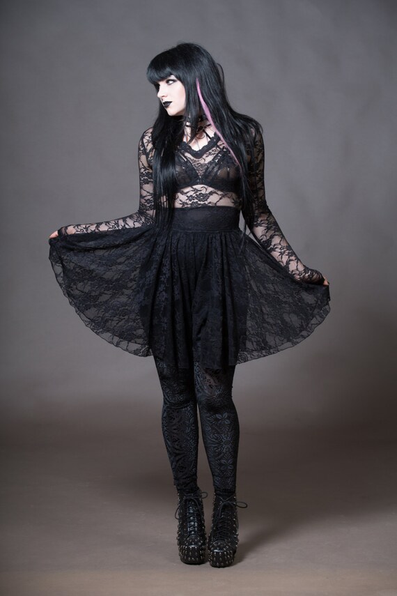 Lace Gothic Dress Vampire Dress Nu Goth V-Neck Witchy