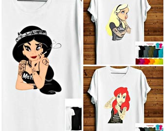Disney Alice in wonderland tshirt. Little Mermaid. Girl Power. Disney Princess Shirt. Ariel. Jasmine. Tumblr Shirt. Womens Disney Shirt