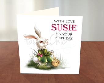 Alice In Wonderland Themed Birthday Card (Rabbit)