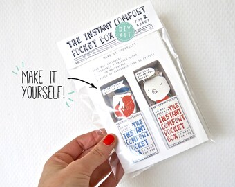 DIY kit - groen: voor 2 Instant Comfort Pocket dozen - cheer up en troost vakken - fox - pig - cadeau