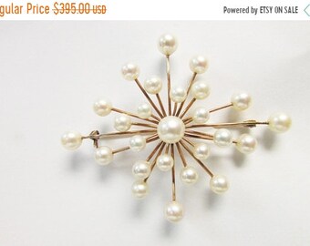 On Sale Vintage Estate Beautiful Mid Century Modernist 14K 25 High Luster Pink White Pearl Pin Brooch