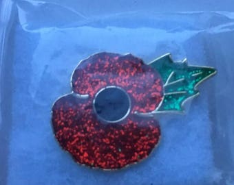 Enamel Poppy Pin Glitter Finish 25mm
