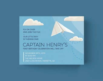 Paper Airplane Birthday Invitation