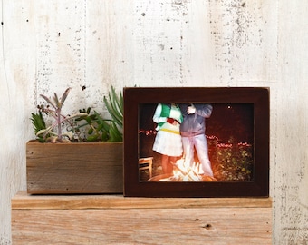 5x7 inch Picture Frame in 1x1 Flat Style with Vintage Mahogany Finish - IN STOCK - Same Day Shipping - 5 x 7 Photo Frame Brown
