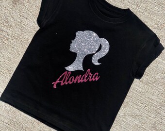 Barbie tshirt//barbie personalized tshirt// barbie girl// barbie sparkle//barbie glitter