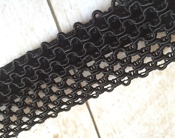 Black Stretch Headband For Women - Crocheted Stretch Headband - Black Elastic Stretch Headband - Woven Black Elastic Hair Accessory