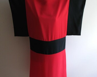 Vintage Ronnie Heller for MJ Color Block Dress Red and Black