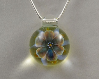 Glass Flower Pendant - Hand Blown Glass Necklace - Lampwork Glass Jewelry