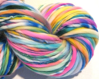 Bulky Handspun Yarn Confetti Cake 145 yards hand dyed wool rainbow yarn waldorf doll hair knitting supplies crochet supplies