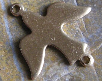 Brass Bird Silhouette 2 Ring Connector Link Jewelry Finding 1172 - 12 Pieces