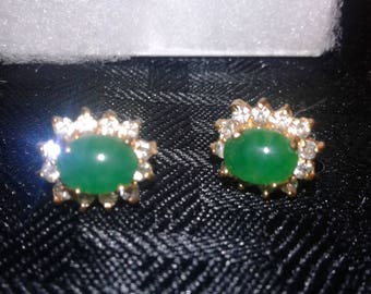 Green emerald looking earrings with crystals