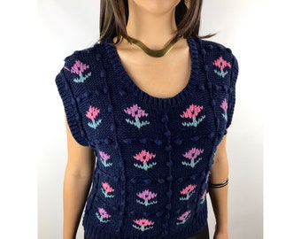 HERMAN GEIST hand embroidered floral knitted top