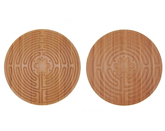 Double Sided Finger Labyrinth Bamboo Wood for Prayer Meditation Maze
