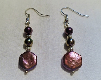 Beaded Pink Pearl Earrings