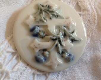 Large vintage cabochon, a relief decoration, porcelain