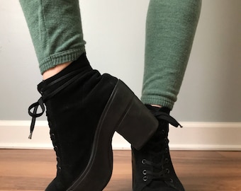 Vintage 90s Platform Suede Booties Made in IT