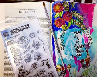 Beautiful Bible Journaling Polymer Stamp Set Grace