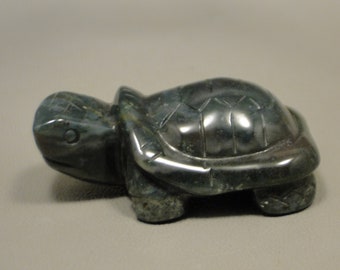 Turtle Carving Moss Agate Carved Gemstone Animal Healing Stone Small Fetish #e1