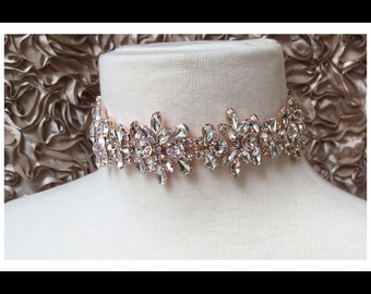 Rose Gold Lager Rhinestone Choker #C104