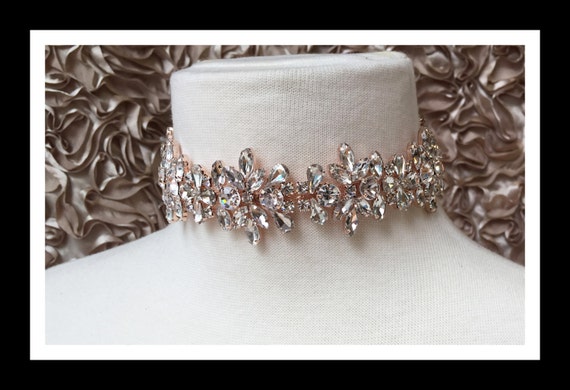 Rose Gold Lager Rhinestone Choker #C104