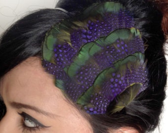 feather headband - bohemian feather fascinator - purple feather headband or hair clip - bridesmaid gift - hair accessories for women - LAYLA