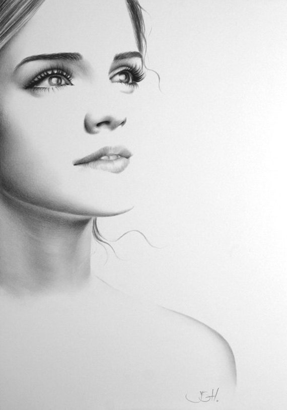 Emma Watson Pencil Drawing Fine Art Portrait PRINT Hand Signed