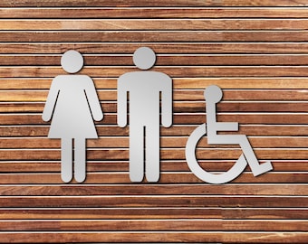 Laser Cut Bathroom Signs (Men's Women's Accessible)
