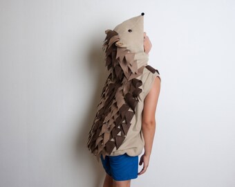 Halloween Costume, Hedgehog Costume, Party Porcupine Costume in beige and brown, Halloween Costume for Boys or Girls
