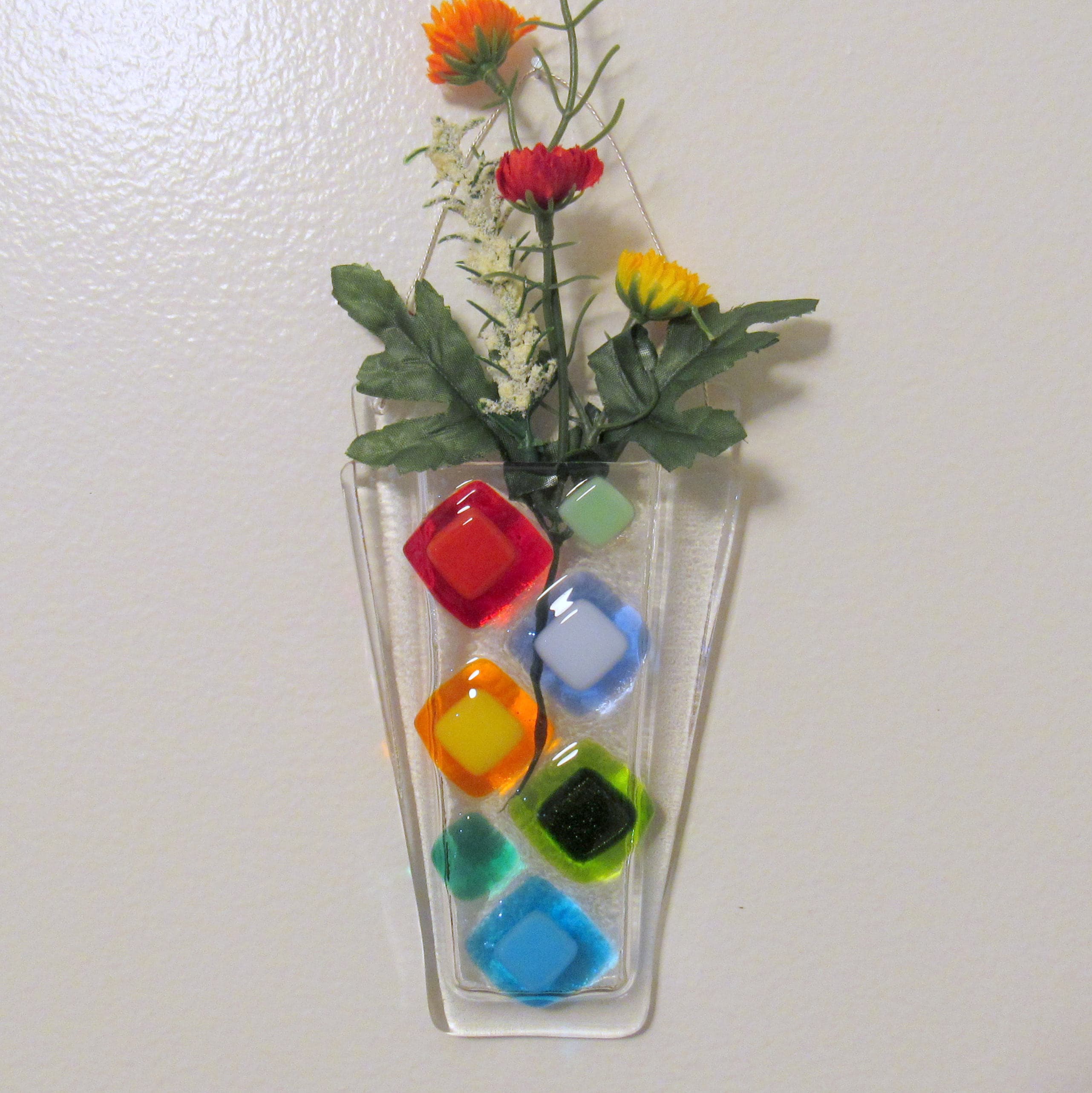 Fused Glass Wall Vase Fused Glass Flower Vase Wall Hanging