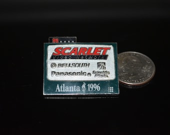 Vintage Atlanta 1996 Olympic Games SCARLET Video Network Lapel Pin
