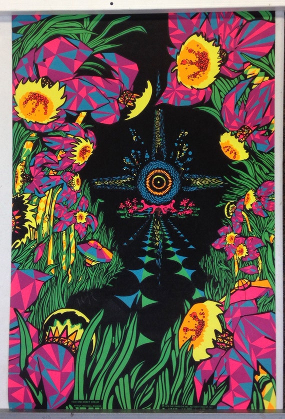 Psychedelic Black Light Poster By MICHAEL RHODES 1970 Original