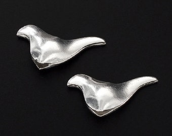 2 of Karen Hill Tribe Silver Bird Beads 9.5x24 mm. :ka2666