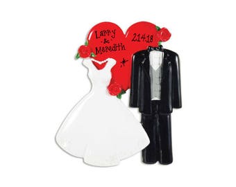 Wedding Gown and Tux Personalized Christmas Ornament / First Christmas / Personalized Ornament / Wedding Ornament / Newlyweds