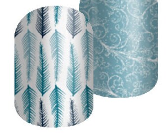 Frosty Feathers - Custom Jamberry Nail Wraps - Winter 2016 Collection