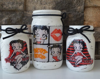 Set of 3 Betty Boop Decorative Jars