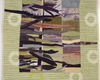 Applique Wall Hanging, "Can't See The Forest For The Trees," greens, purples, yellows