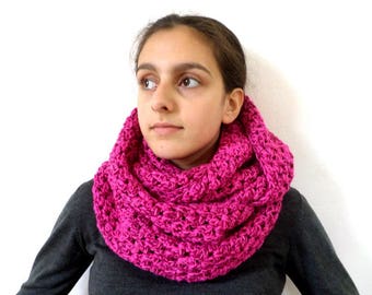 Snood mottled pink oversized wool
