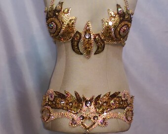 Amagzin Egyptian handmade belly dance costume, Bra and belt, dance wear