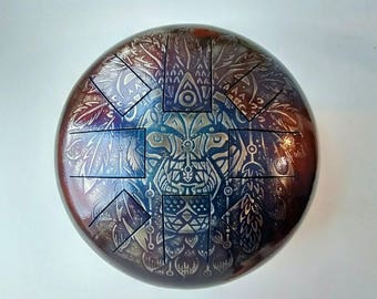 Hand made Steel Tongue Drum "Lion" Ø30cm (11") tongue drum handpan tank drum