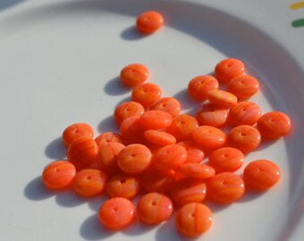 Papaya Orange 10mm Thin Rondelle Beads 50
