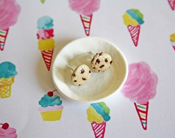 Cookie Stud Earrings! Polymer Clay, Stud Earrings, Polymer Clay Dessert Charms, Small Food Charms, Kawaii Polymer Clay, Food Jewelry