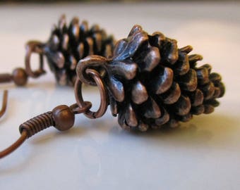 Antiqued Copper Pinecone Earrings